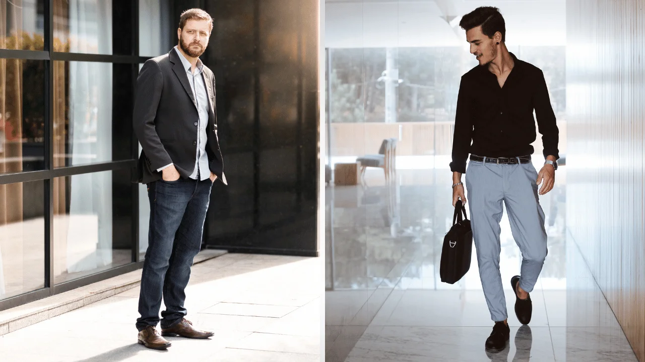 2 men in business casual outfits