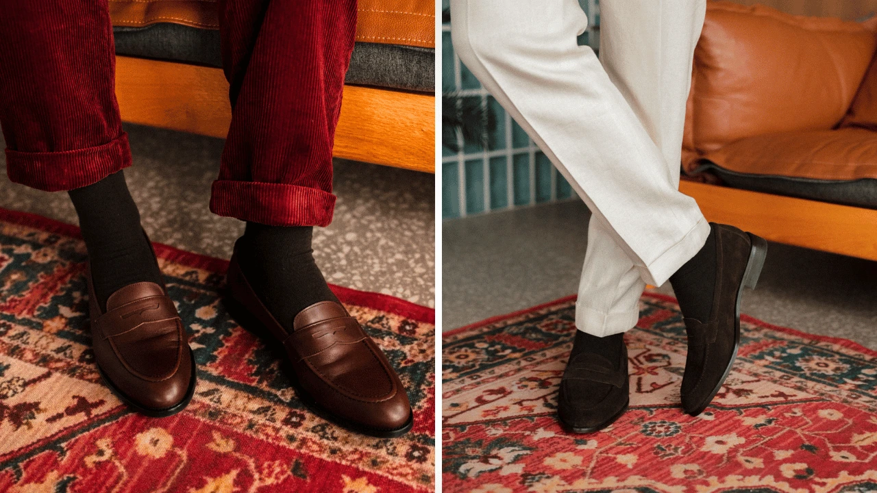 Suede loafers and regular loafers